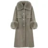 New Design Shearling Coat Women Long Style Winter Warm Sheepskin Shearling Coat Women