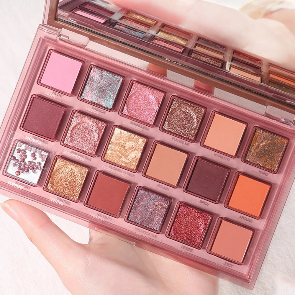 18-Color Pomegranate Eyeshadow Palette – Shimmer & Matte Waterproof