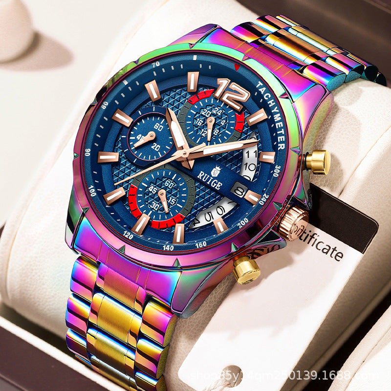 RUIGE New Personality Men's Watch Magic Case Multifunctional Cross-border Explosions Men's Watch Stainless Steel Quartz Wrist Watch