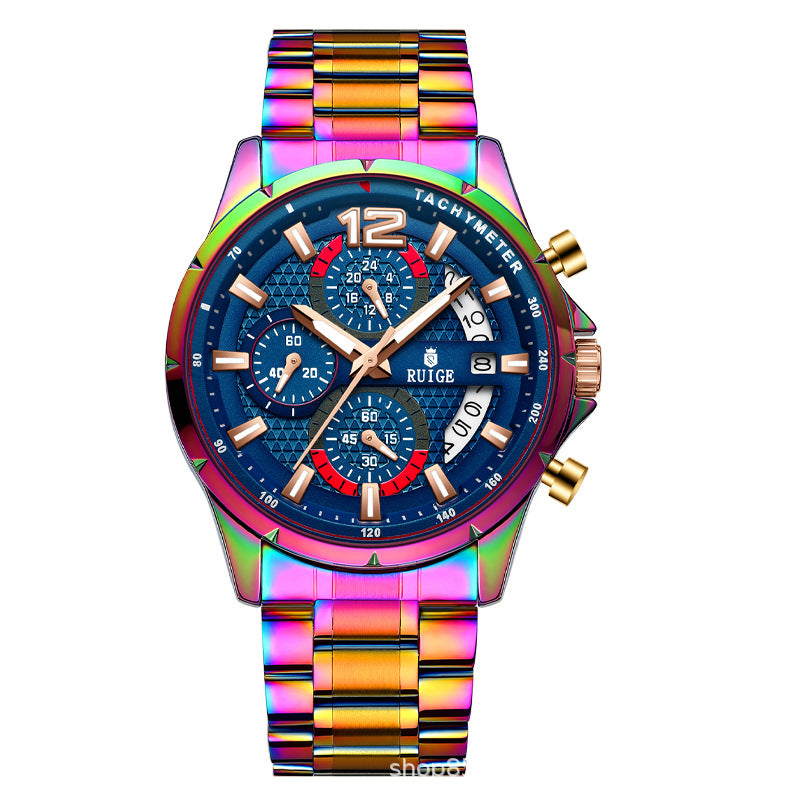 RUIGE New Personality Men's Watch Magic Case Multifunctional Cross-border Explosions Men's Watch Stainless Steel Quartz Wrist Watch
