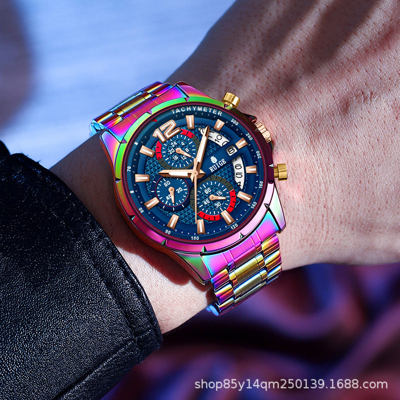 RUIGE New Personality Men's Watch Magic Case Multifunctional Cross-border Explosions Men's Watch Stainless Steel Quartz Wrist Watch