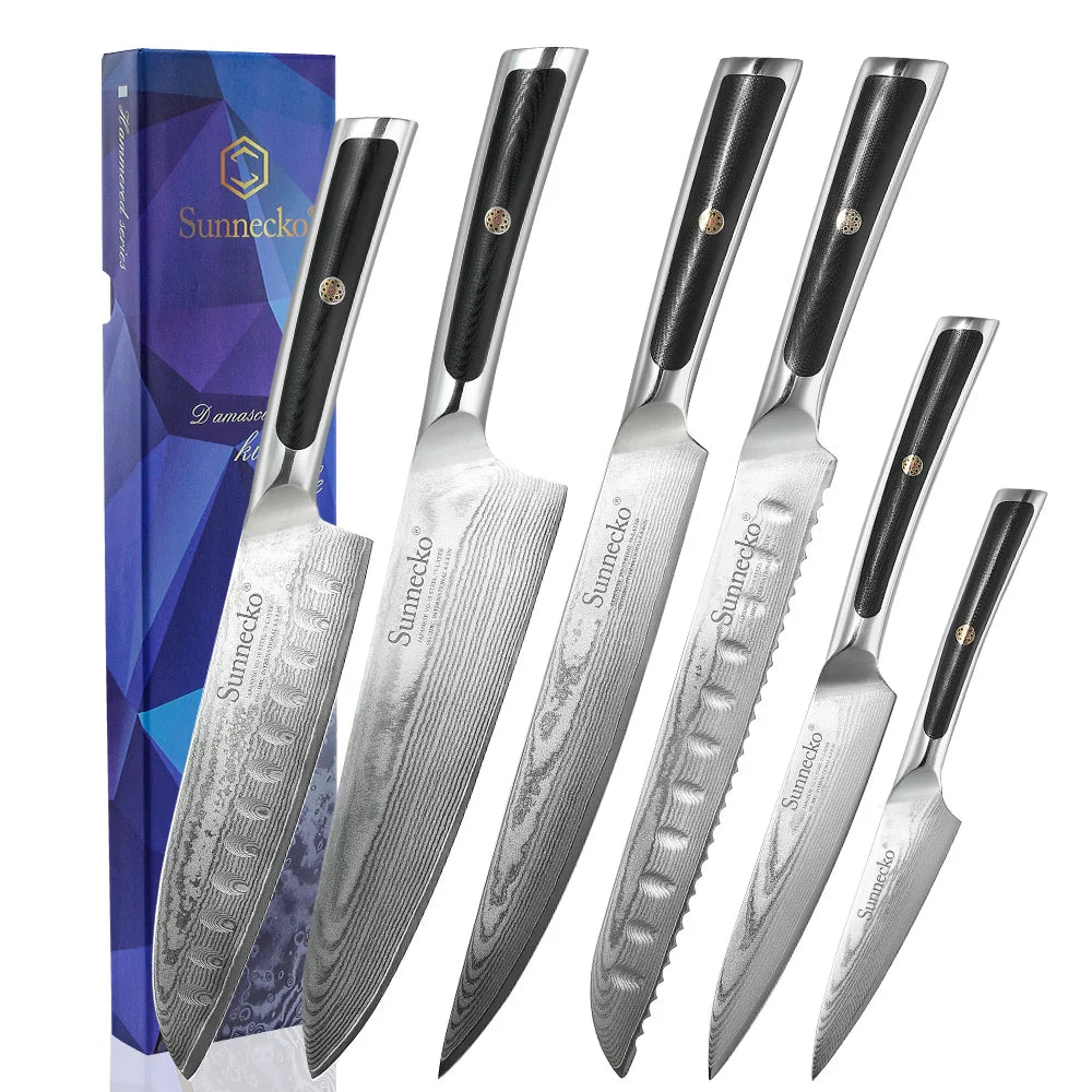 Sunnecko Damascus Knife Set