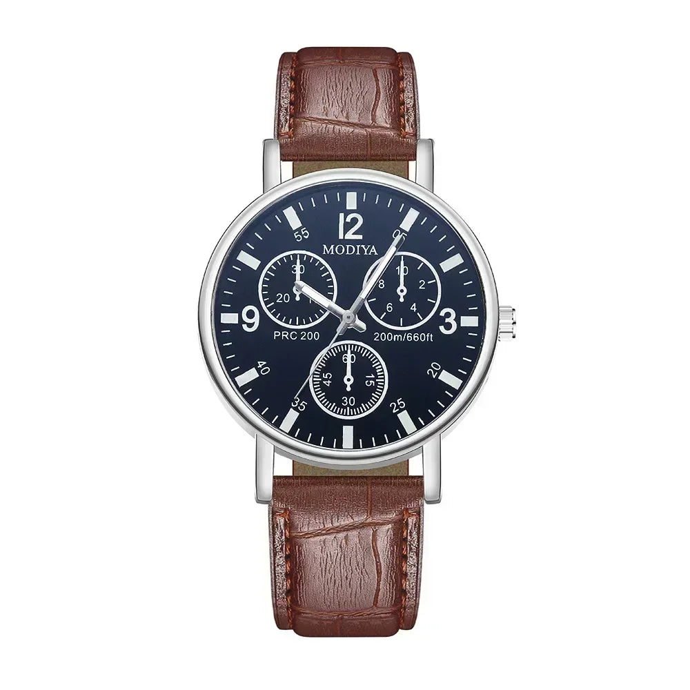 Men’s Luxury Leather Strap Quartz Watch – Analog Casual & Business