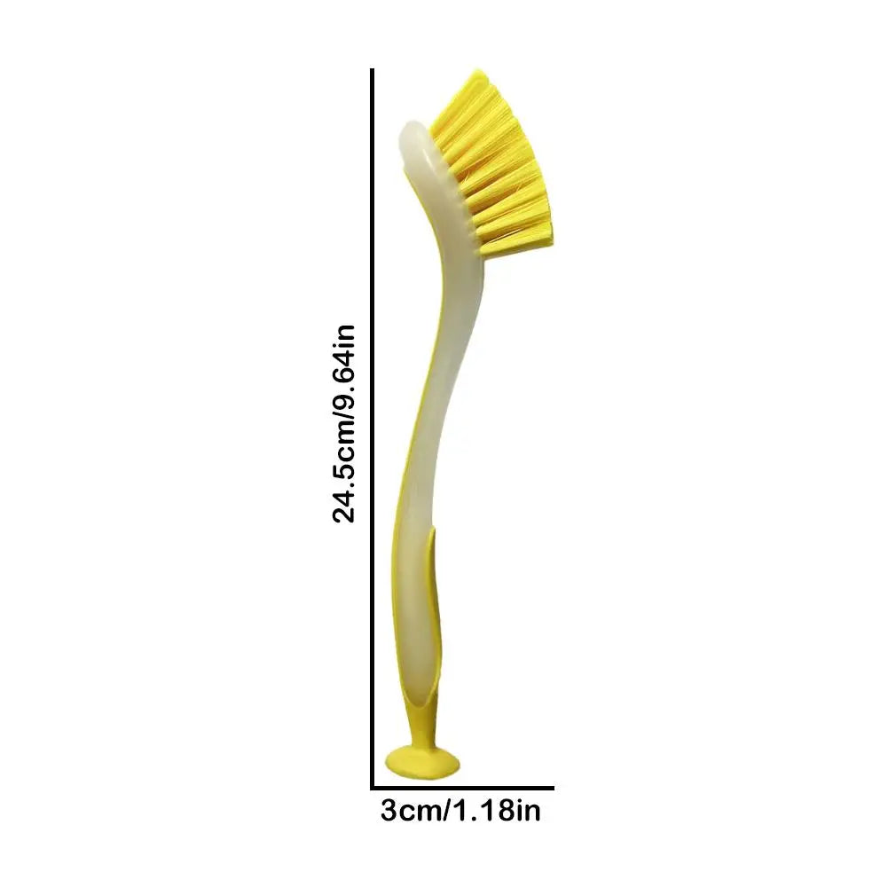 Multifunctional Pot Cleaning Brush Vertical Dishwashing Brush Kitchen Suction Cup Type Sink Cleaning Scrub LongHandle Tool Brush