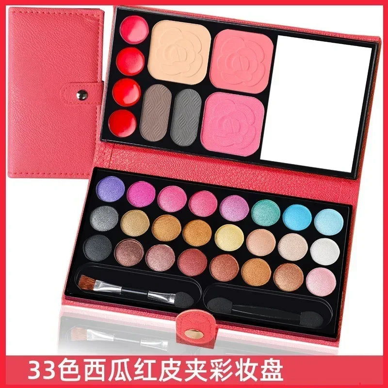 33-Color Makeup Palette – Eyeshadow, Blush & Lipstick with Mirror