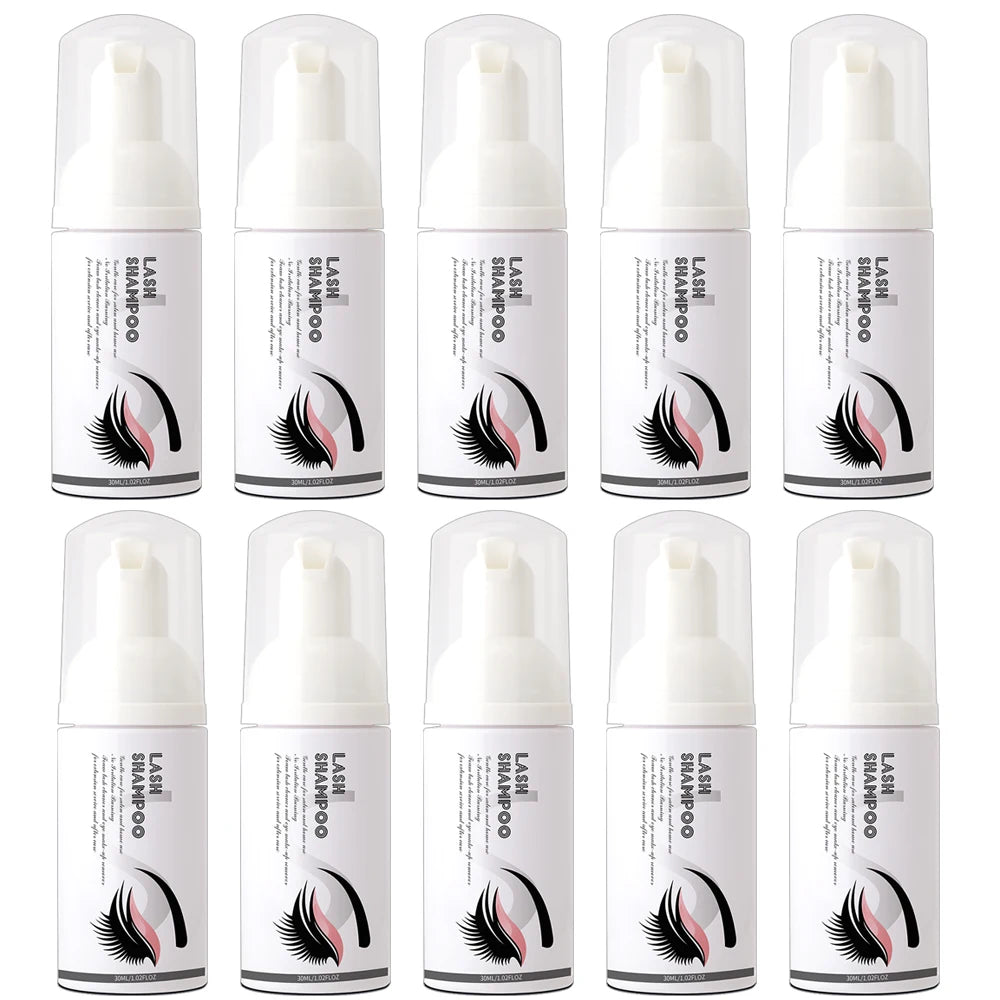 Gentle lash shampoo foam kit with brush – cleanses extensions & removes makeup