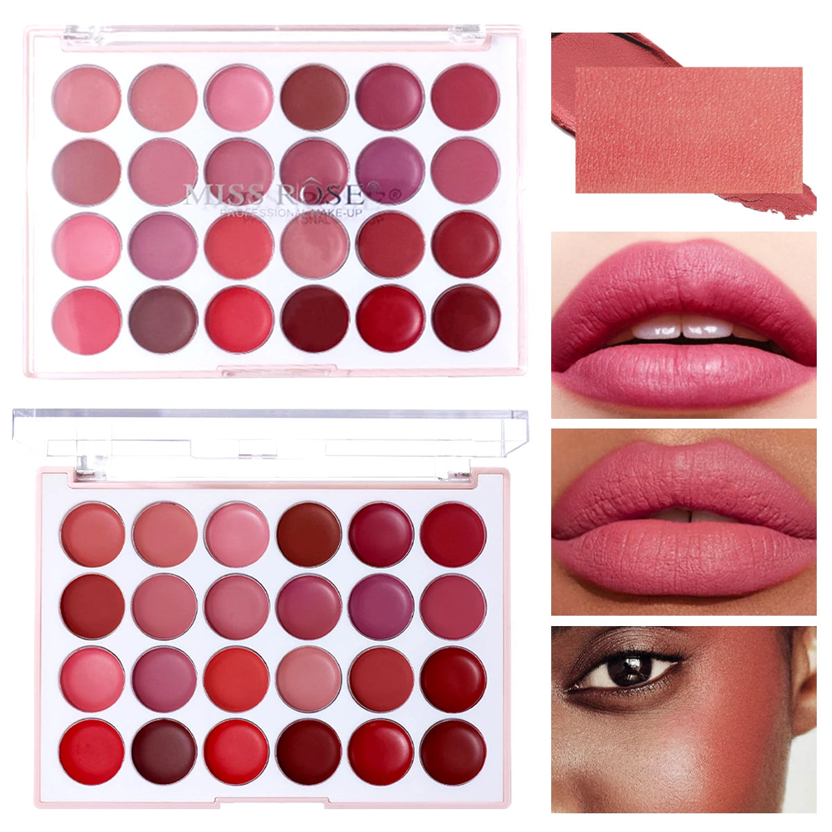 24-Color Jelly Lip Gloss Palette – Moisturizing Mirror Lipstick