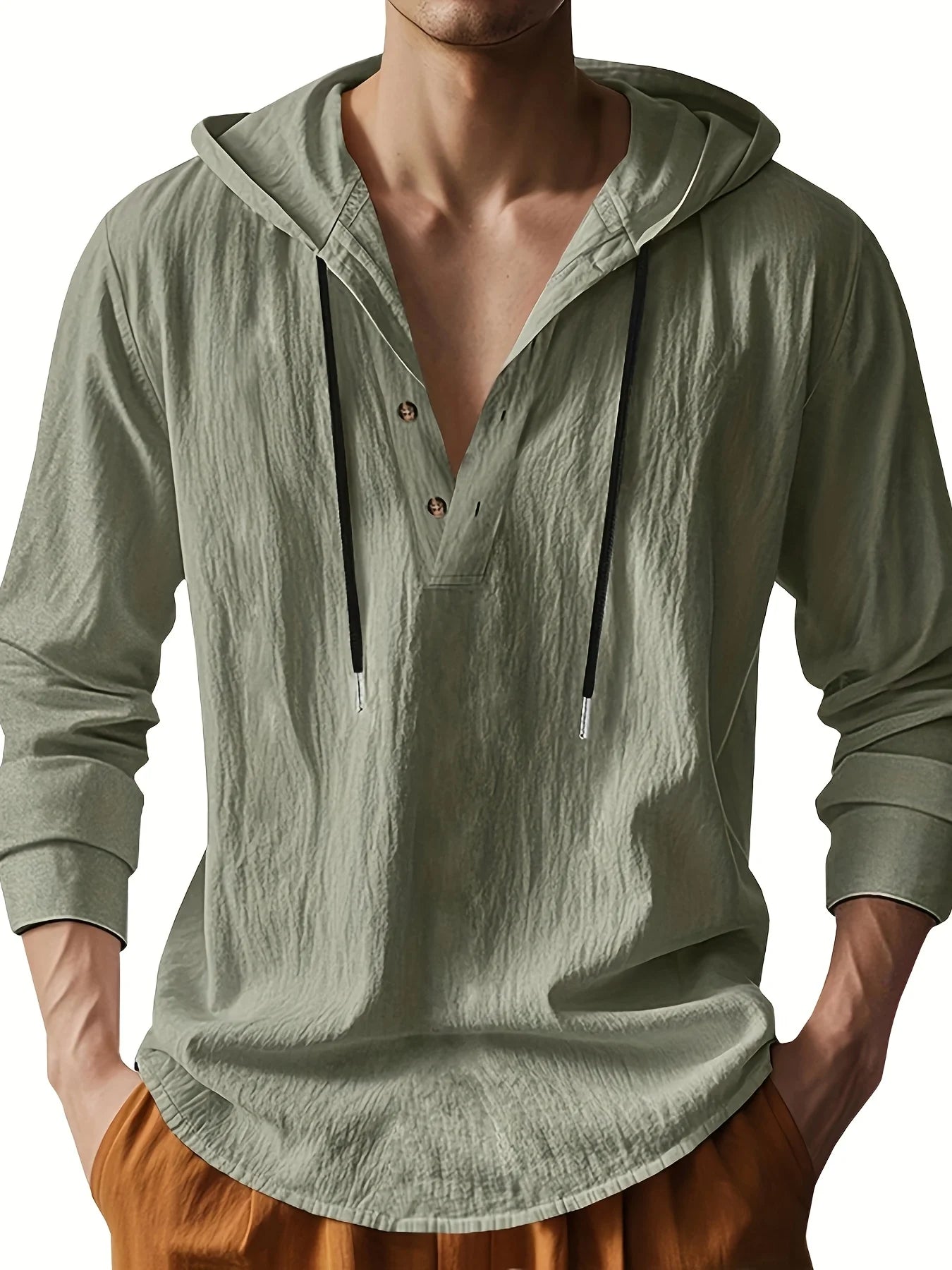Men's Linen Henley Shirt