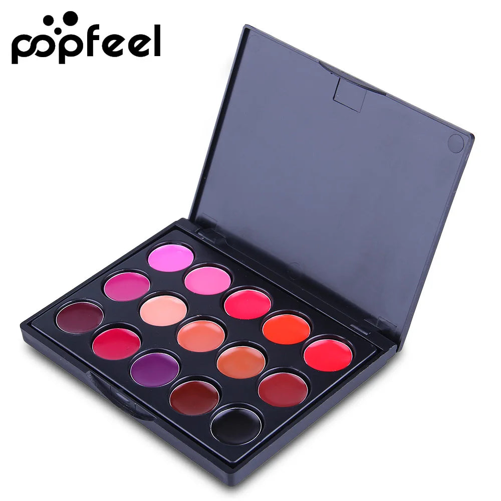 15-color lipstick palette – long-lasting lip gloss & tint set.