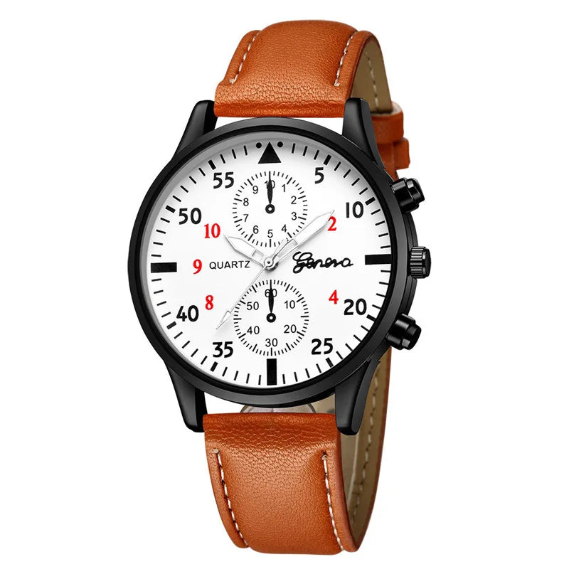 Men’s Retro Leather Quartz Watch – Fashion Business Wristwatch