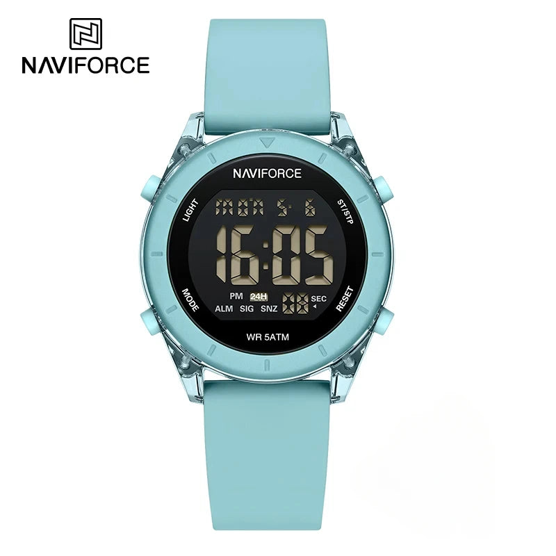 NAVIFORCE NF7108 Casual Wild Ladies Watch 50m Waterproof LCD Digital Display Electronic Silicon Strap Female Clock