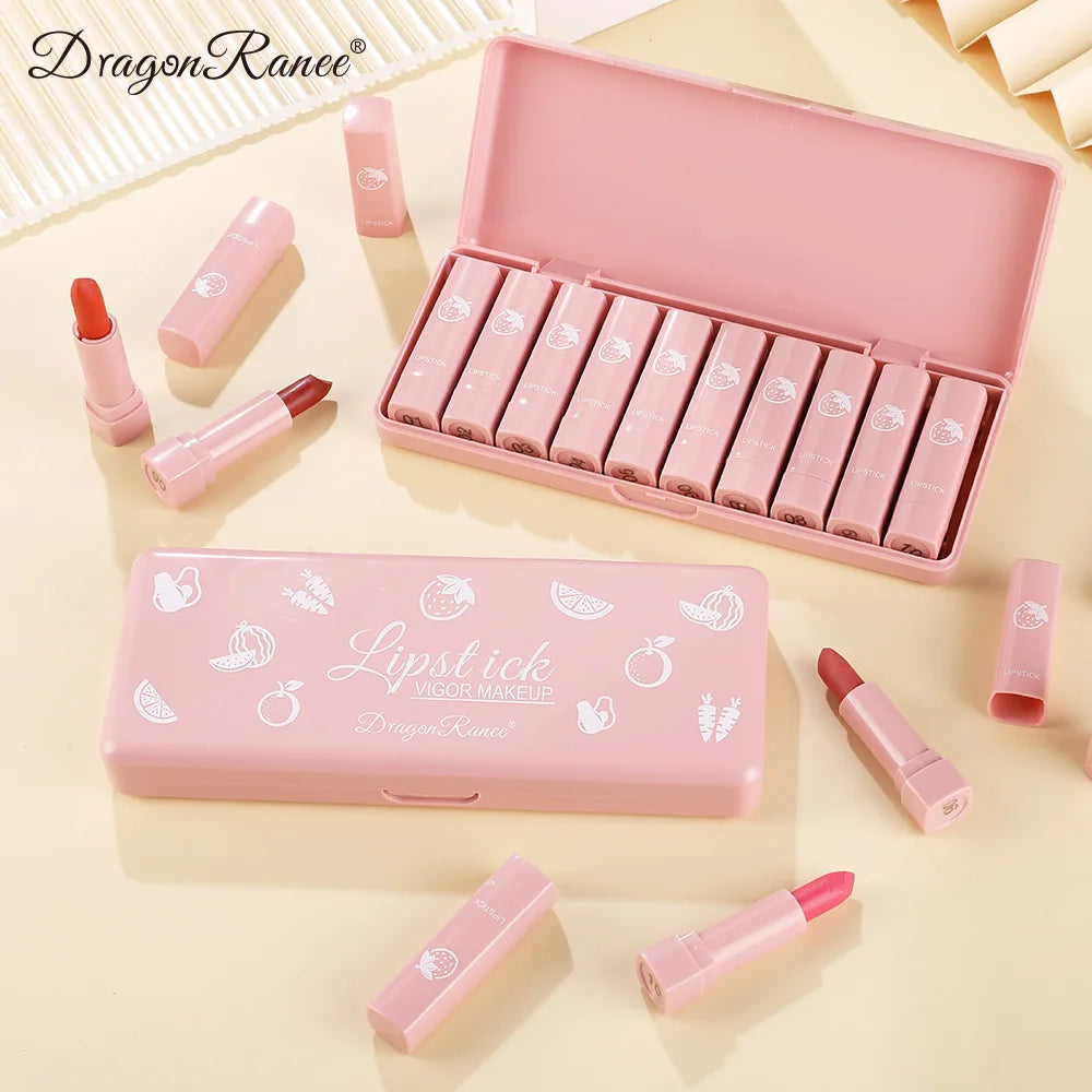10-Piece Matte Lipstick Set – Long-Lasting, Nude & Elegant
