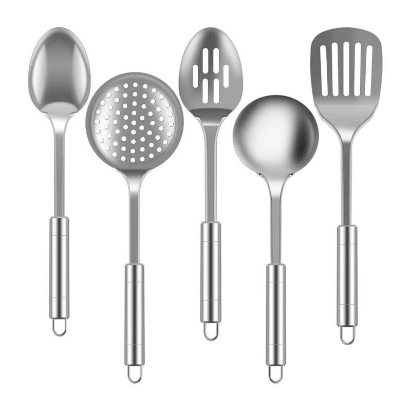 5Pcs Stainless Steel Cooking Utensils Set Kitchen Shovel Soup Spoon Spatula Utensils Cooking Tools Dinnerware Kitchen Gadgets