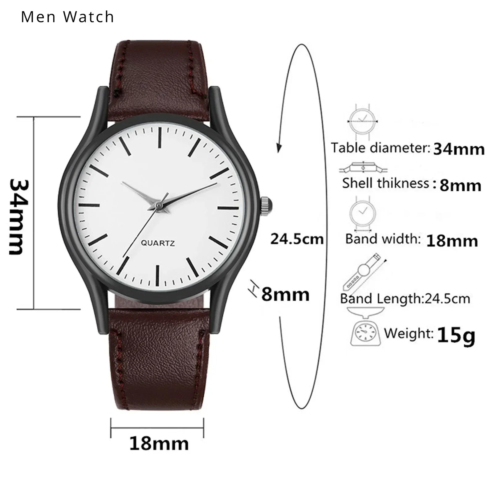 Men’s Retro Leather Quartz Watch – Fashion Business Wristwatch