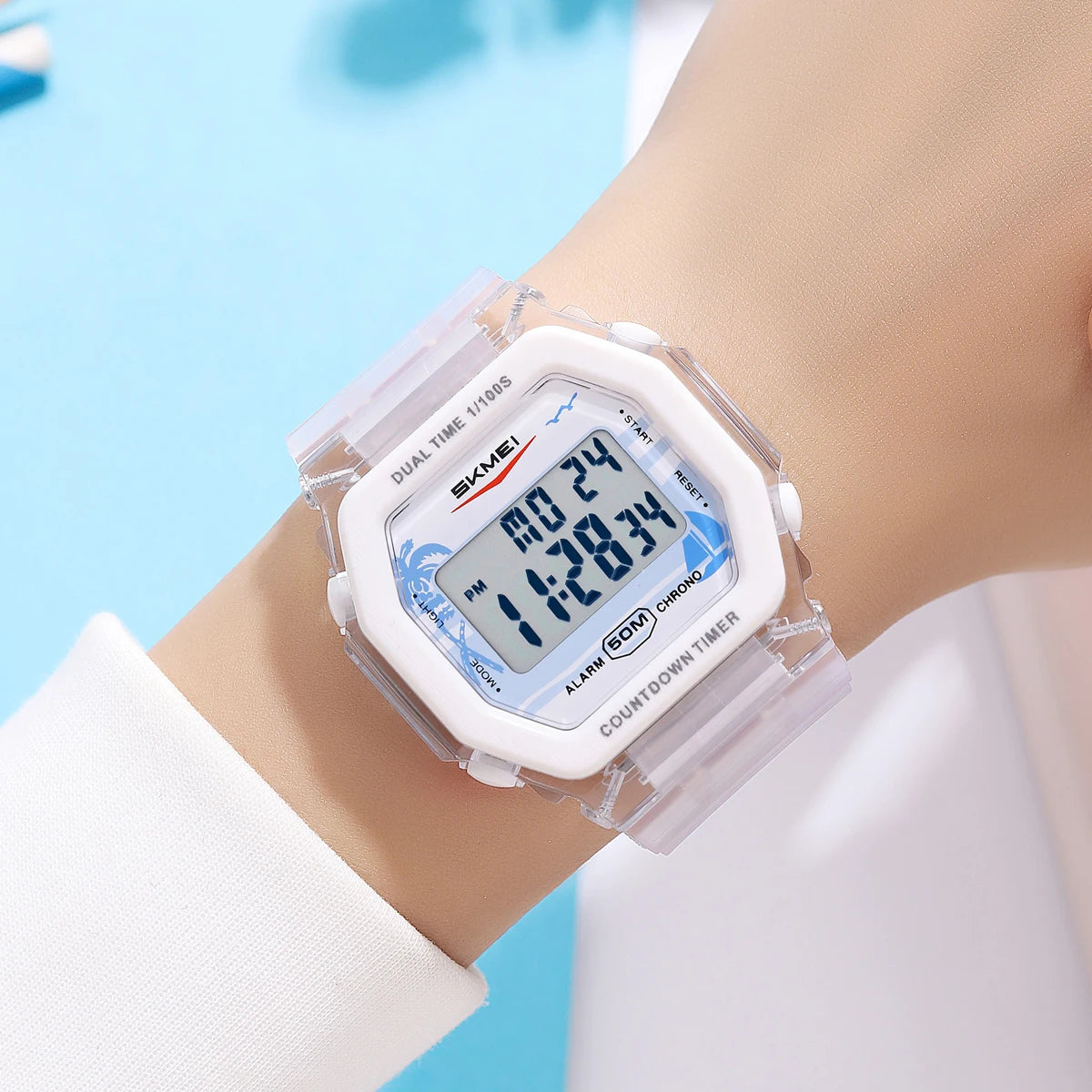 SKMEI EL Light Digital Electronics Wristwatches For Men Women Students Simple Waterproof Sports Count down timer Watches Reloj