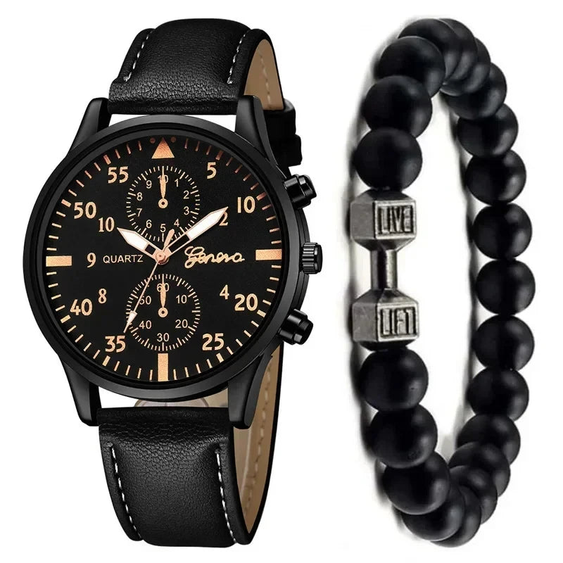 4/1pcs Men Watches Set Luxury Fashion Design Leather Watch Quartz Men Watch Clock Gift Montre Homme Relogio Masculino(no Box)