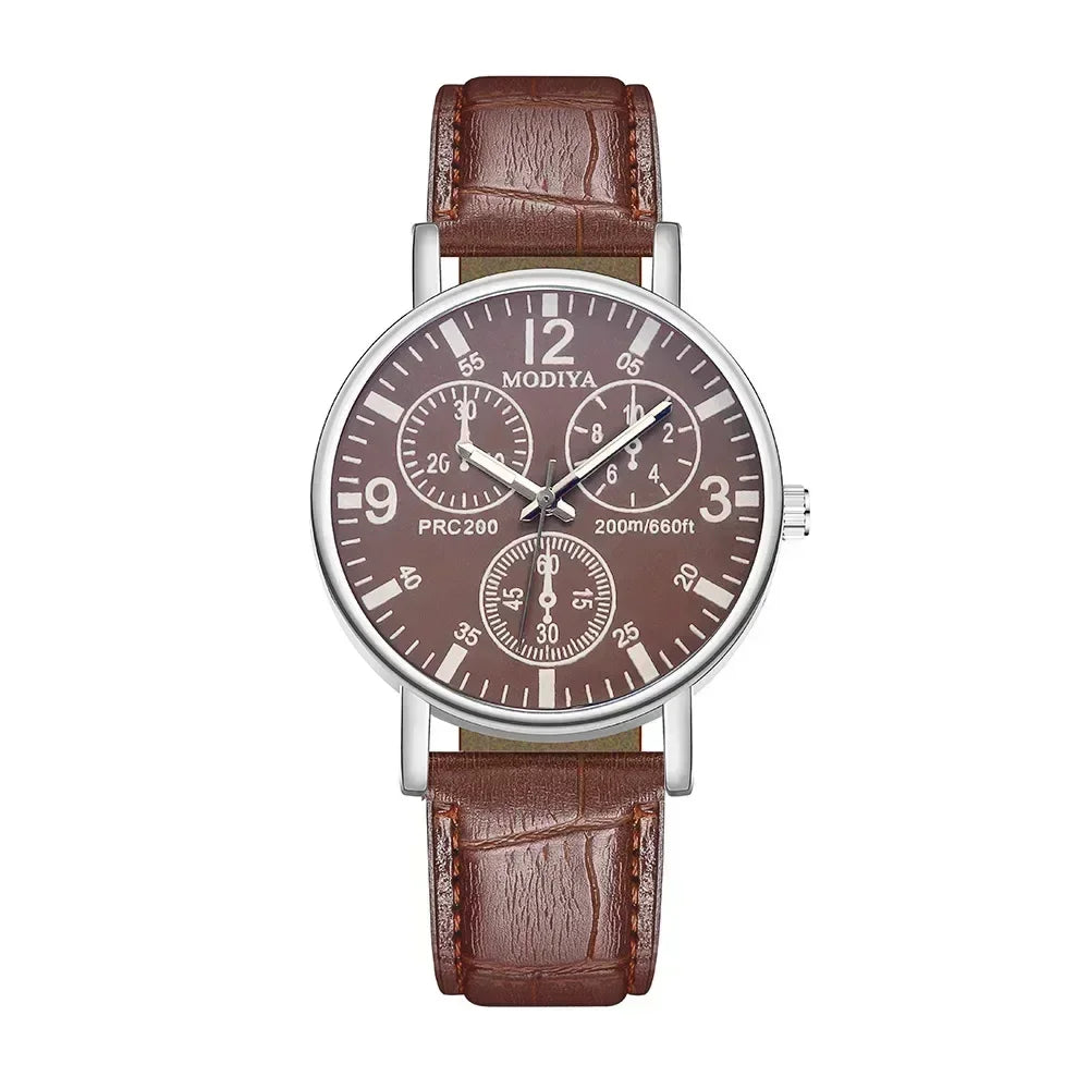 Men’s Luxury Leather Strap Quartz Watch – Analog Casual & Business