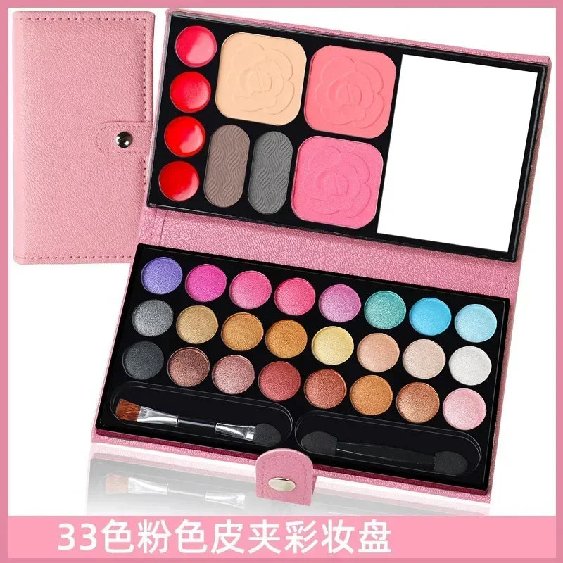 33-Color Makeup Palette – Eyeshadow, Blush & Lipstick with Mirror
