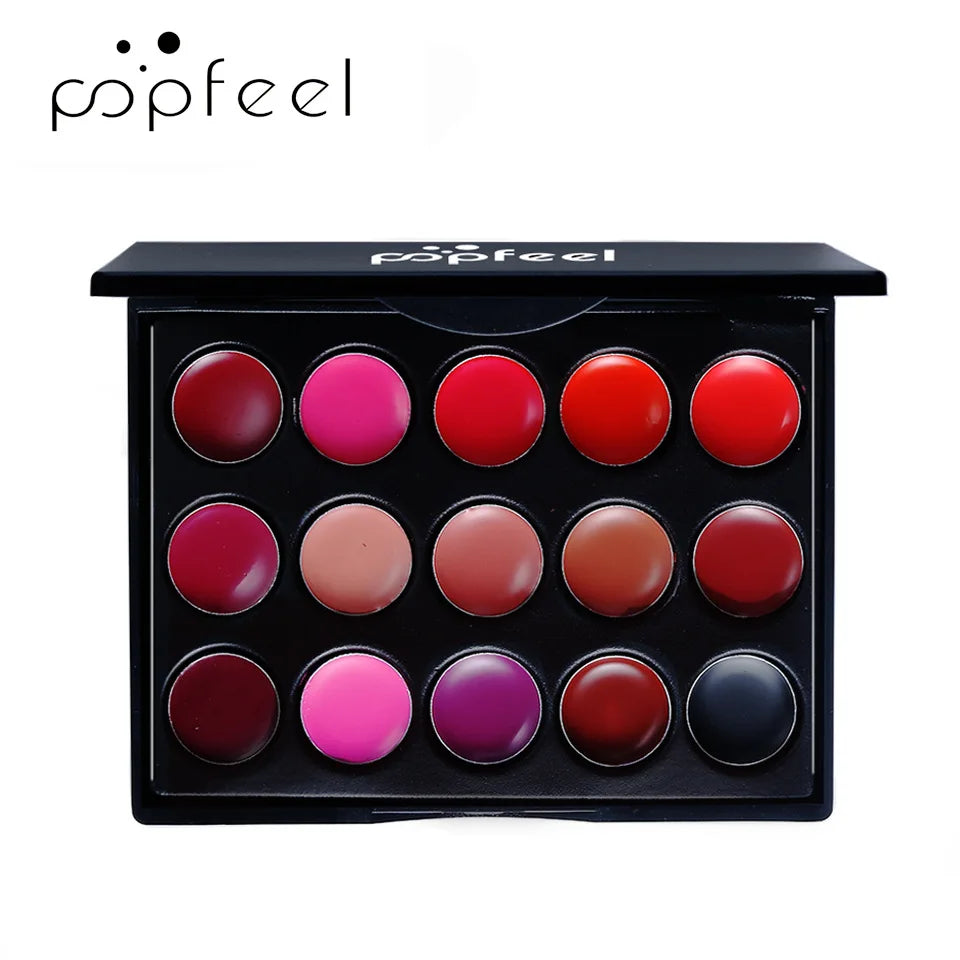 15-color lipstick palette – long-lasting lip gloss & tint set.