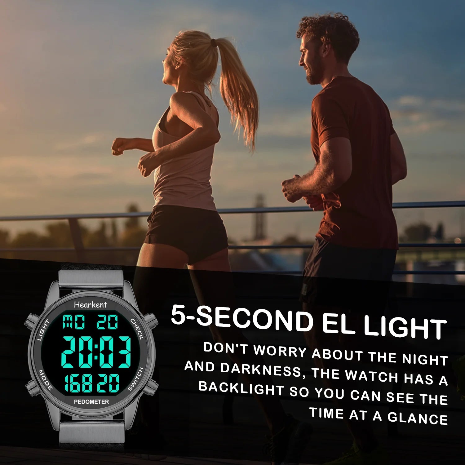 Hearkent Pedometer Sport Watches Step Counter Watch Women Digital Watches Calories Mile Stopwatch Countdown for Walking Tracker