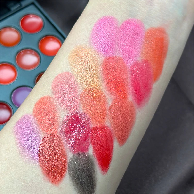 15-Color Mini Lip Gloss Palette – Moisturizing Lipstick for Wome