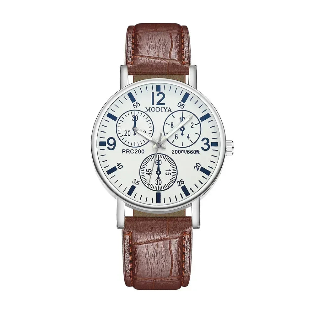 Men’s Luxury Leather Strap Quartz Watch – Analog Casual & Business