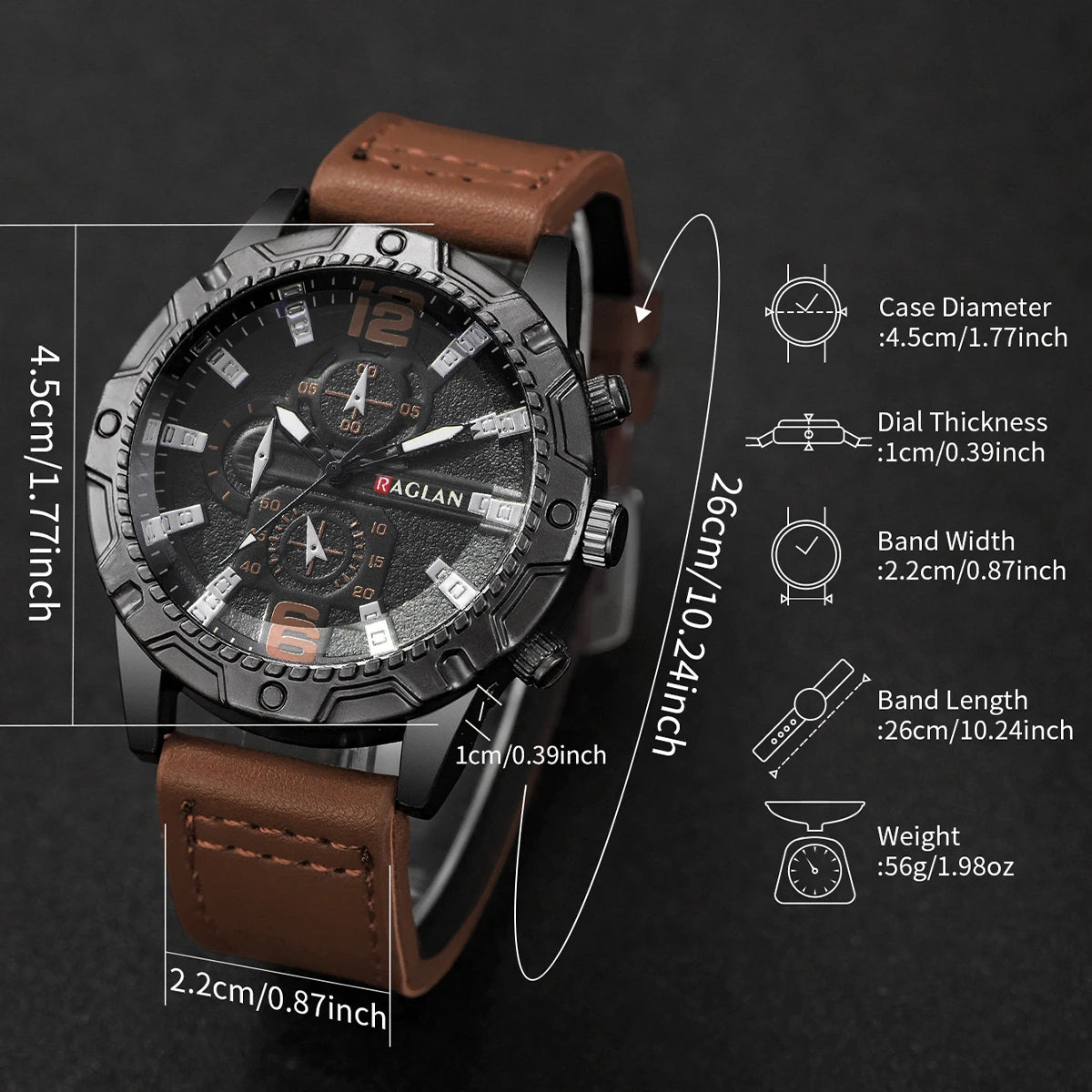 1/5PCS Men Fashion Sports Leather Strap Wristwatch Business Arabic Numeral Dial Quartz Watches Reloj Mujer(Without Box)