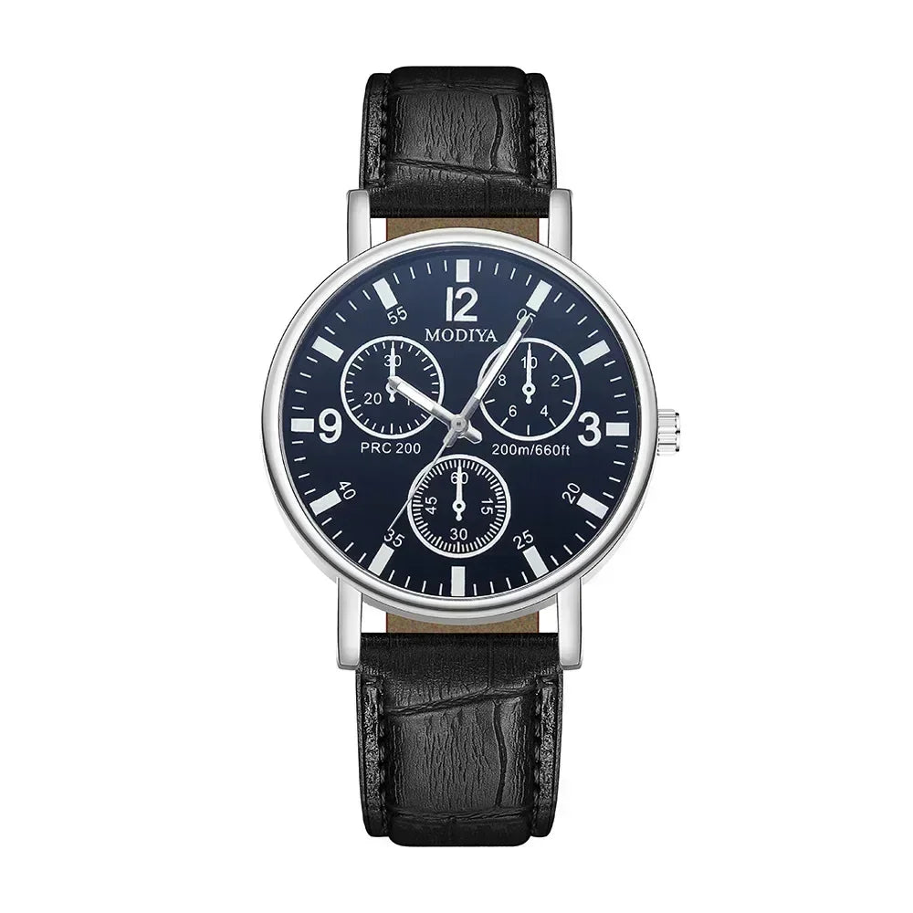 Men’s Luxury Leather Strap Quartz Watch – Analog Casual & Business