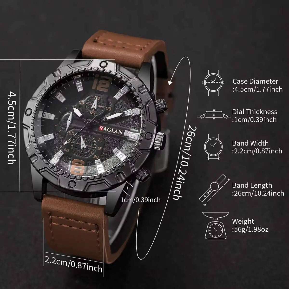 Fashion Leather Strap Men Quartz Watch Casual Large Dial Sports Wristwatch for Mens Clock Reloj Hombre(Without Box)