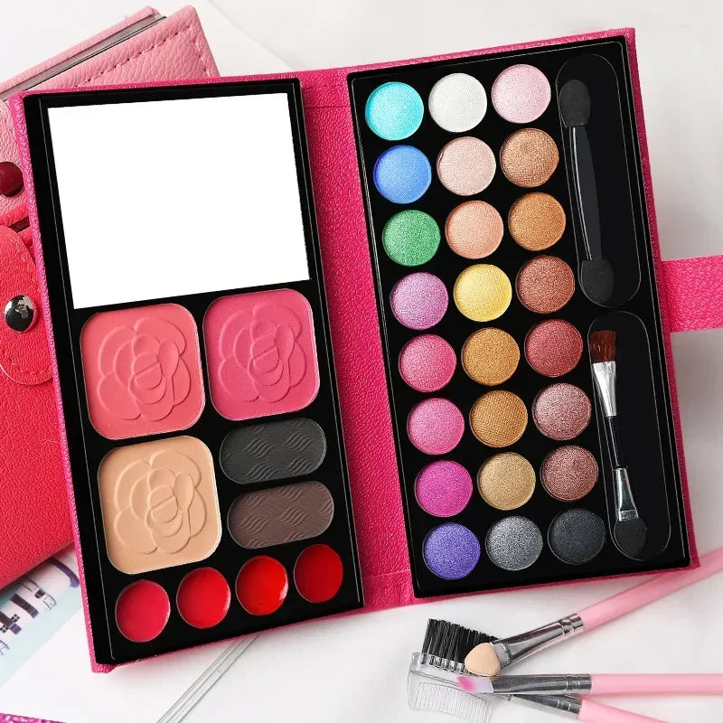 33-Color Makeup Palette – Eyeshadow, Blush & Lipstick with Mirror