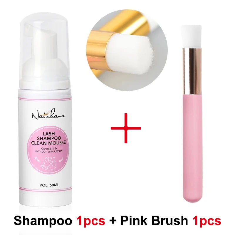 Natuhana 60ml Eyelash Extension Shampoo Mousse – Gentle Lash Cleaner