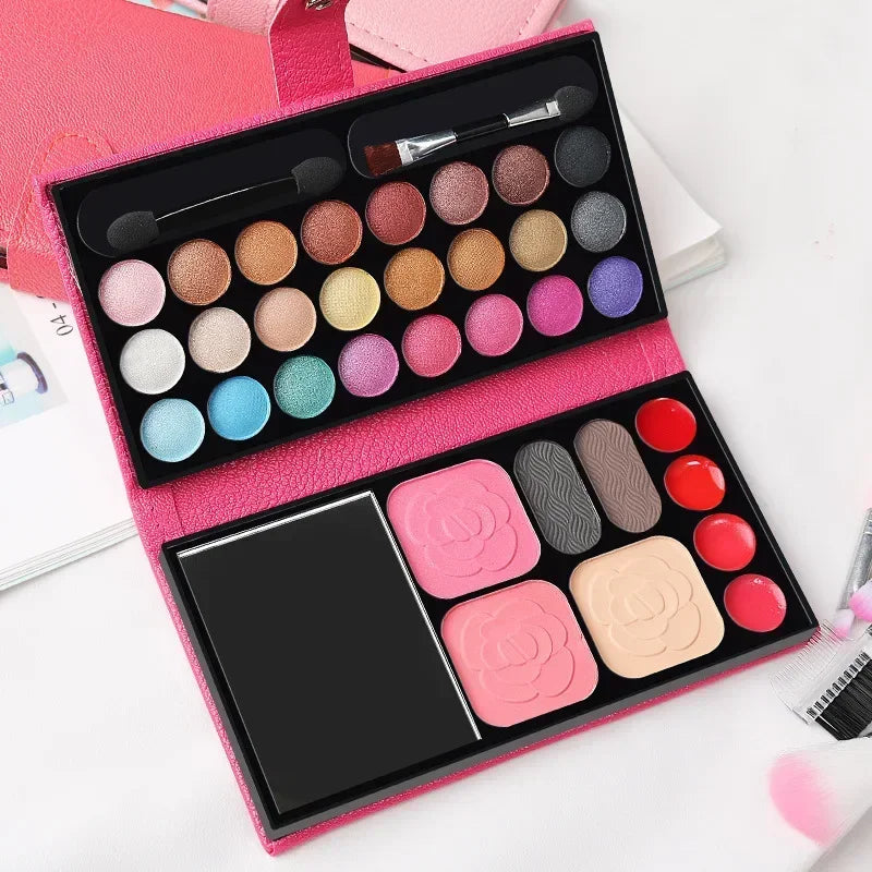 33-Color Makeup Palette – Eyeshadow, Blush & Lipstick with Mirror