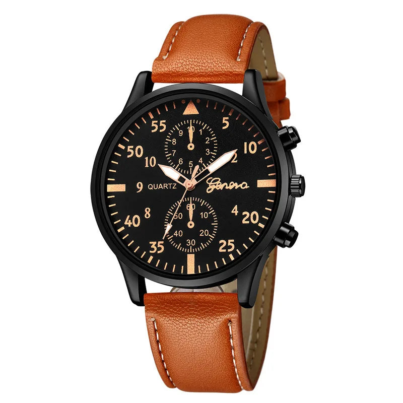 Men’s Retro Leather Quartz Watch – Fashion Business Wristwatch
