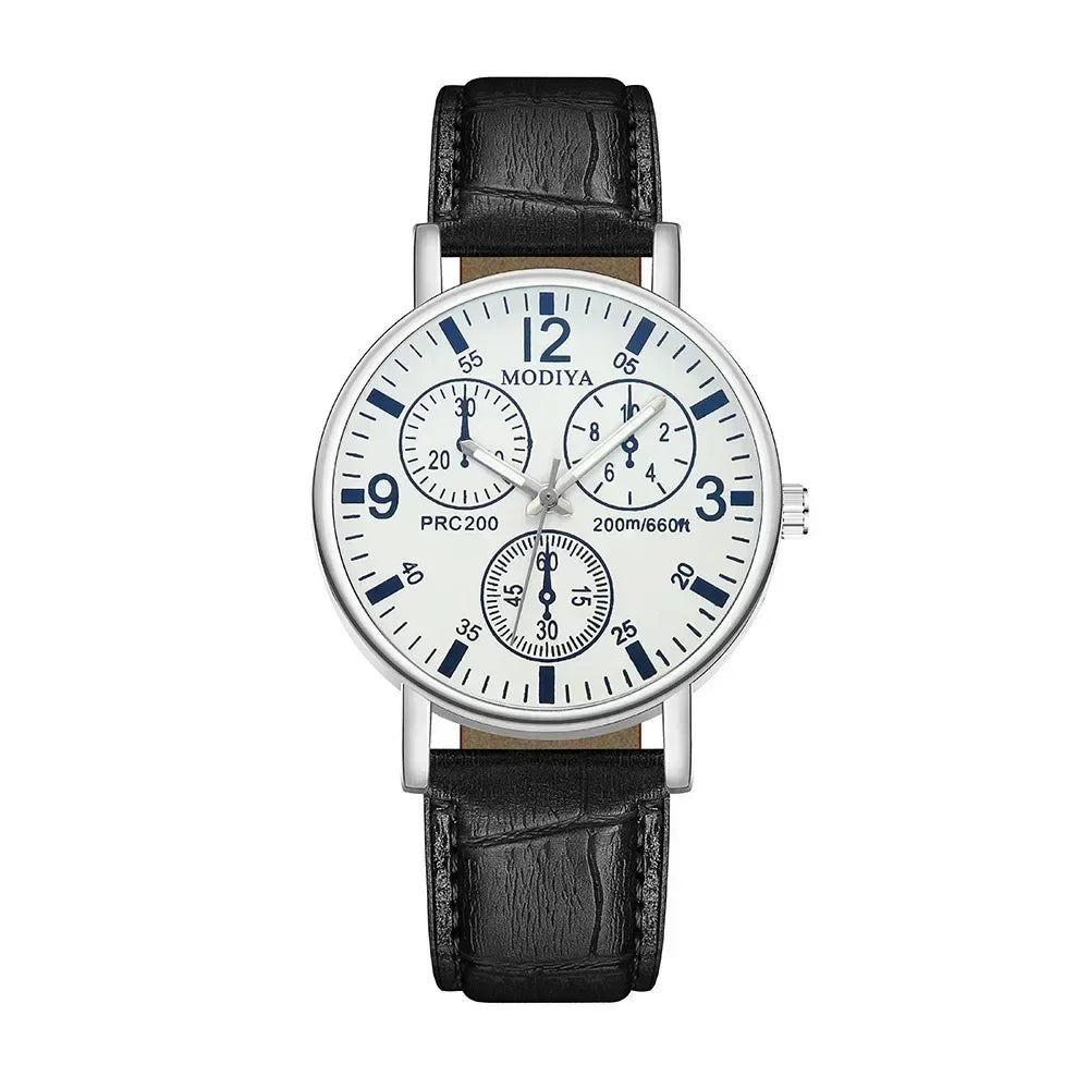 Men’s Luxury Leather Strap Quartz Watch – Analog Casual & Business