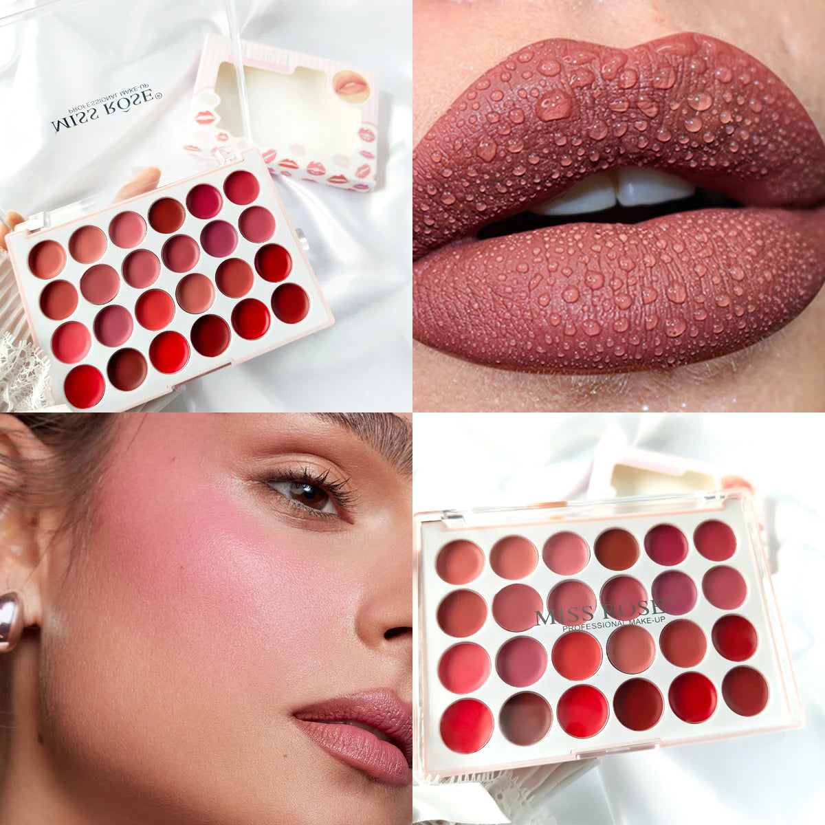 24-Color Jelly Lip Gloss Palette – Moisturizing Mirror Lipstick