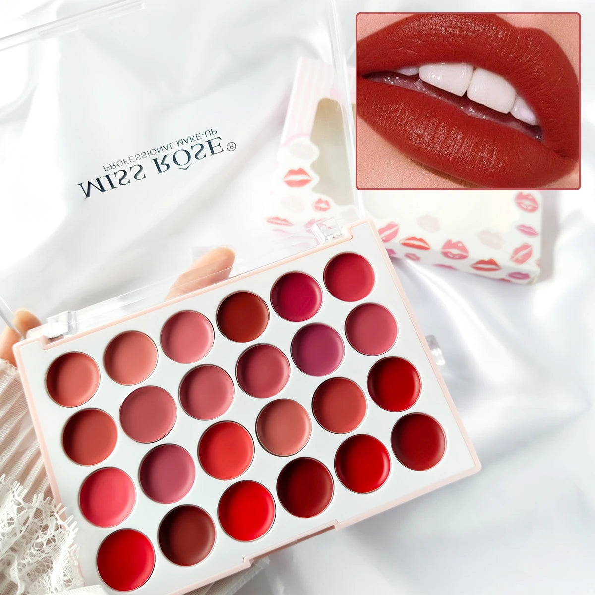 24-Color Jelly Lip Gloss Palette – Moisturizing Mirror Lipstick