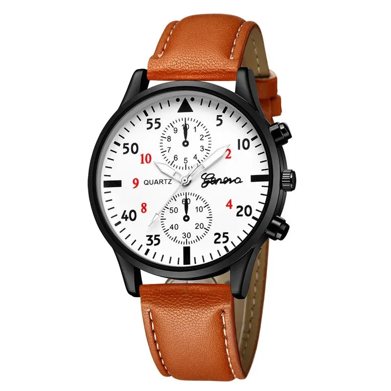 4/1pcs Men Watches Set Luxury Fashion Design Leather Watch Quartz Men Watch Clock Gift Montre Homme Relogio Masculino(no Box)
