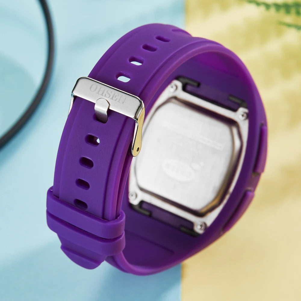 Digital Led Women Sport watches Fashion Purple silicone waterproof Lady Watch Lover Couple Wristwatch for Men relogio feminino
