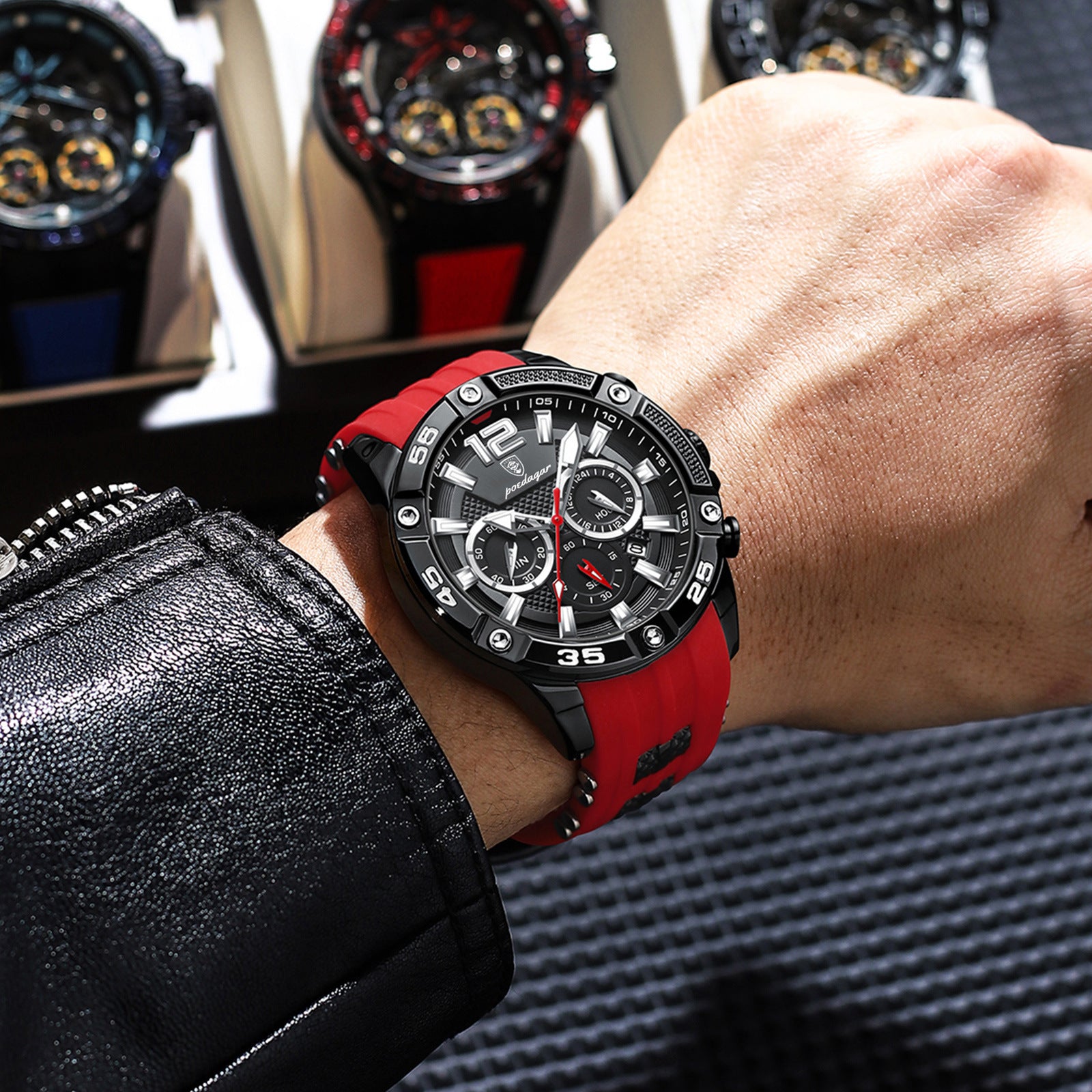 Swiss brand multi-functional new men's watch silicone tape quartz watch live foreign trade explosions a generation of hair