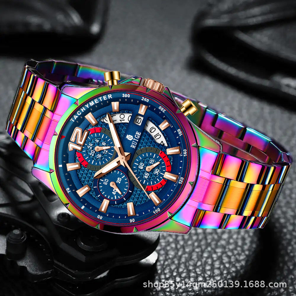 RUIGE New Personality Men's Watch Magic Case Multifunctional Cross-border Explosions Men's Watch Stainless Steel Quartz Wrist Watch