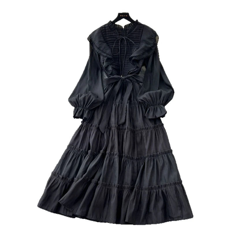 Dress Women Long Dresses Party Night Vestidos Streetwear V Neck Full Sleeve High Waist Elegant Splice Y2k Work Summer 2025