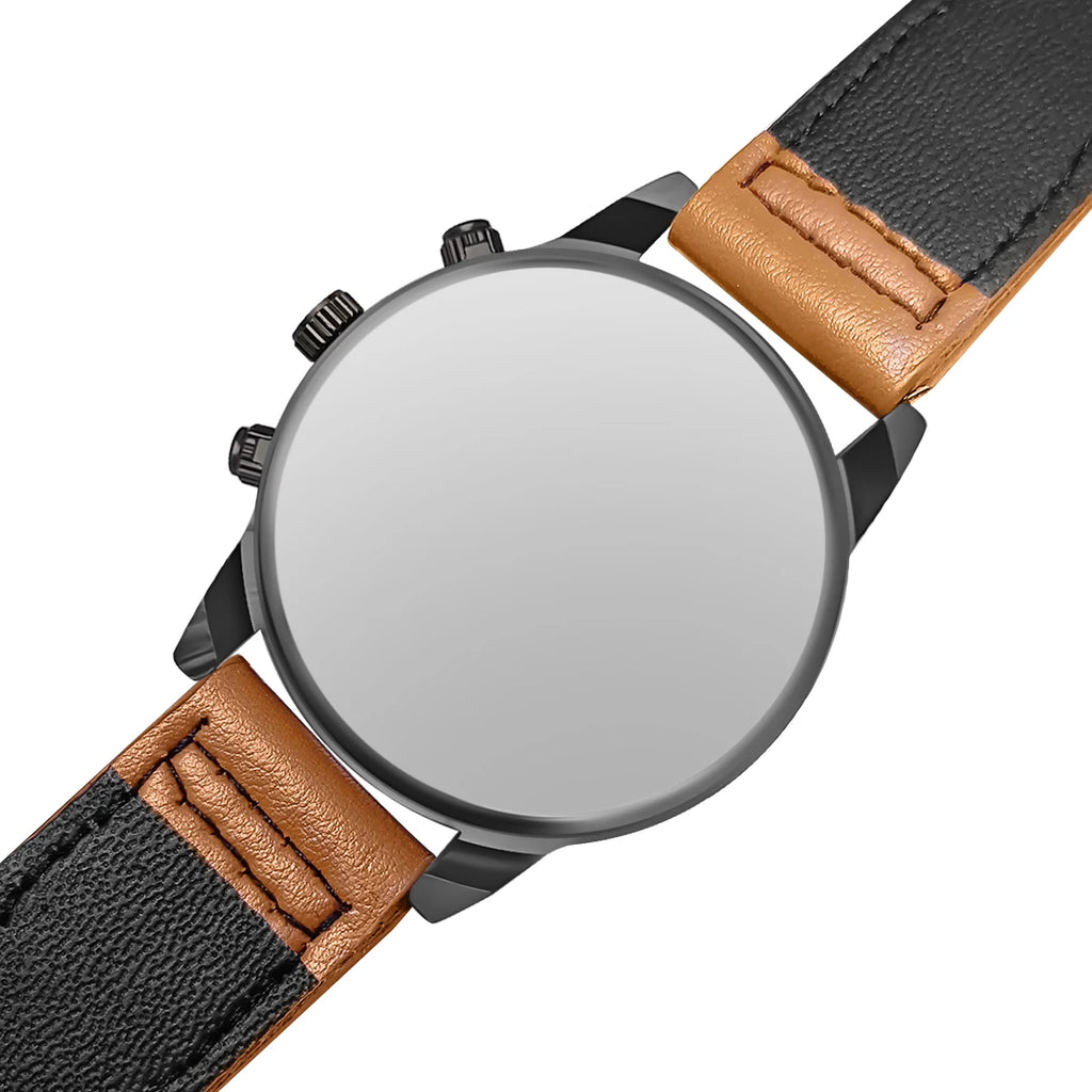 Business Men's Leather Digital Quartz Watch