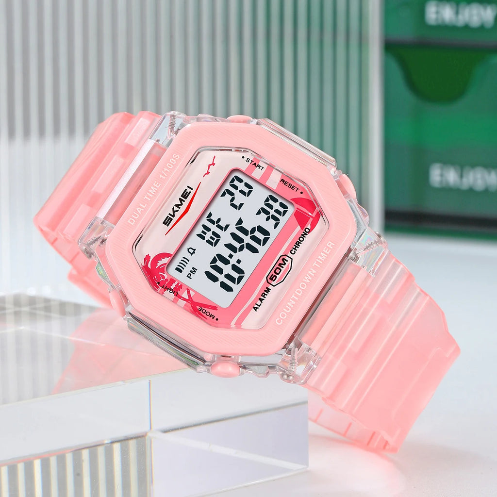 SKMEI EL Light Digital Electronics Wristwatches For Men Women Students Simple Waterproof Sports Count down timer Watches Reloj