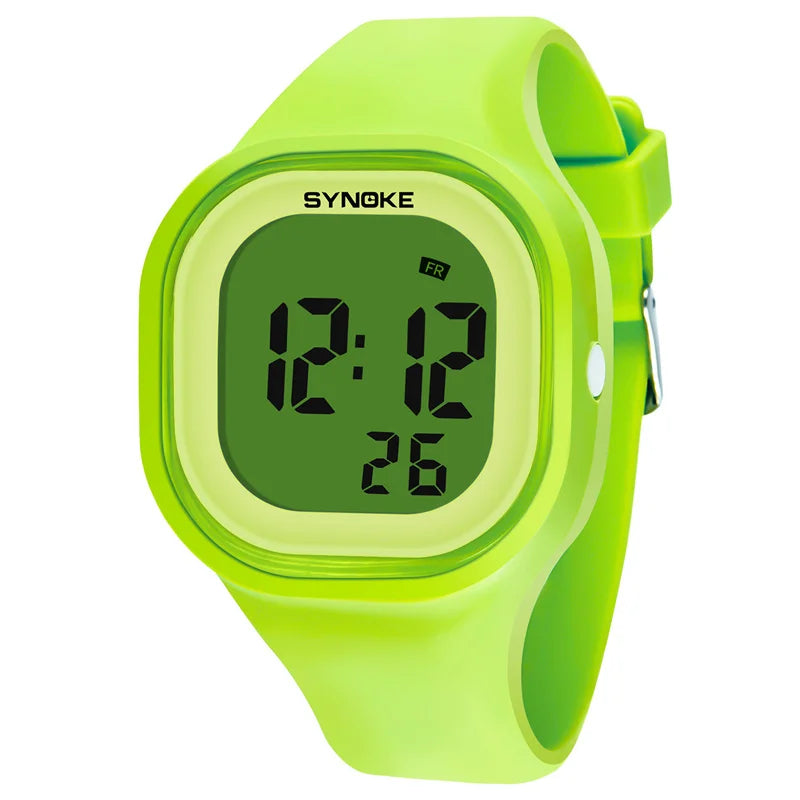 Synoke Unisex Digital Sport's Watches Fashion Soft Silicone Strap Led Waterproof Swimming Jelly Wristwatch Alarm Clock