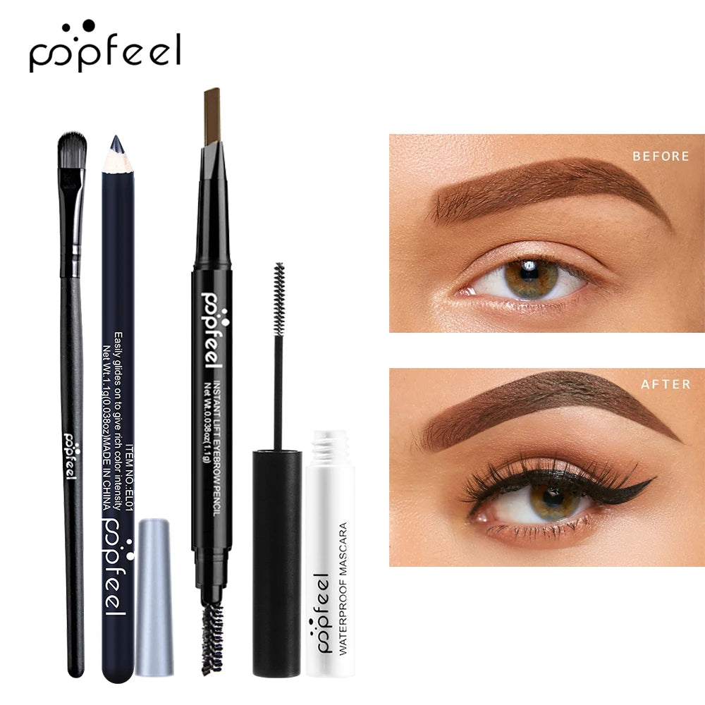POPFEEL Eye Makeup Kit – Eyeshadow, Eyeliner, Mascara & Eyebrow Pencil Set