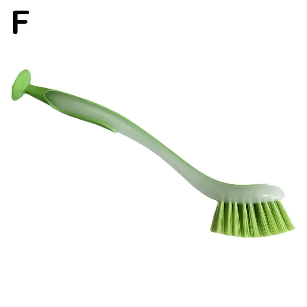 Multifunctional Pot Cleaning Brush Vertical Dishwashing Brush Kitchen Suction Cup Type Sink Cleaning Scrub LongHandle Tool Brush