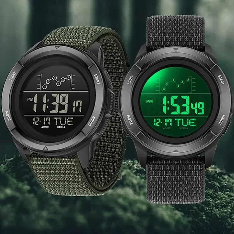 SANDA Military Sport Man Watch Nylon Strap LED Digital Display Multifunction Alarm Clock Countdown Waterproof Men's Wristwatch