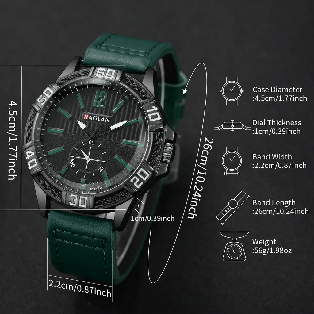 Fashion Large Dial Men's Quartz Watch Casual Leather Strap Men Business Wrist Watches Reloj Hombre（Without Box）