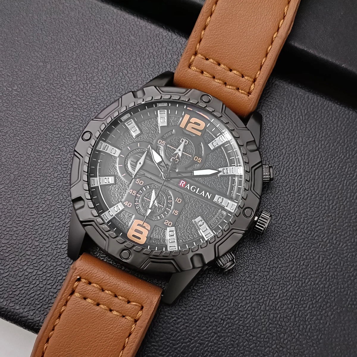 Business Men's Leather Digital Quartz Watch