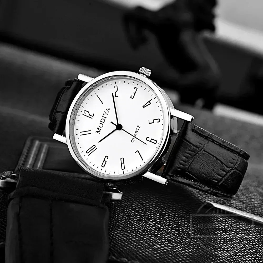 Men’s Luxury Leather Strap Quartz Watch – Analog Casual & Business